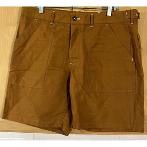 J Crew Canvas Utility Shorts Mens 36 Brown Excellent Button Fly Cinch Waist